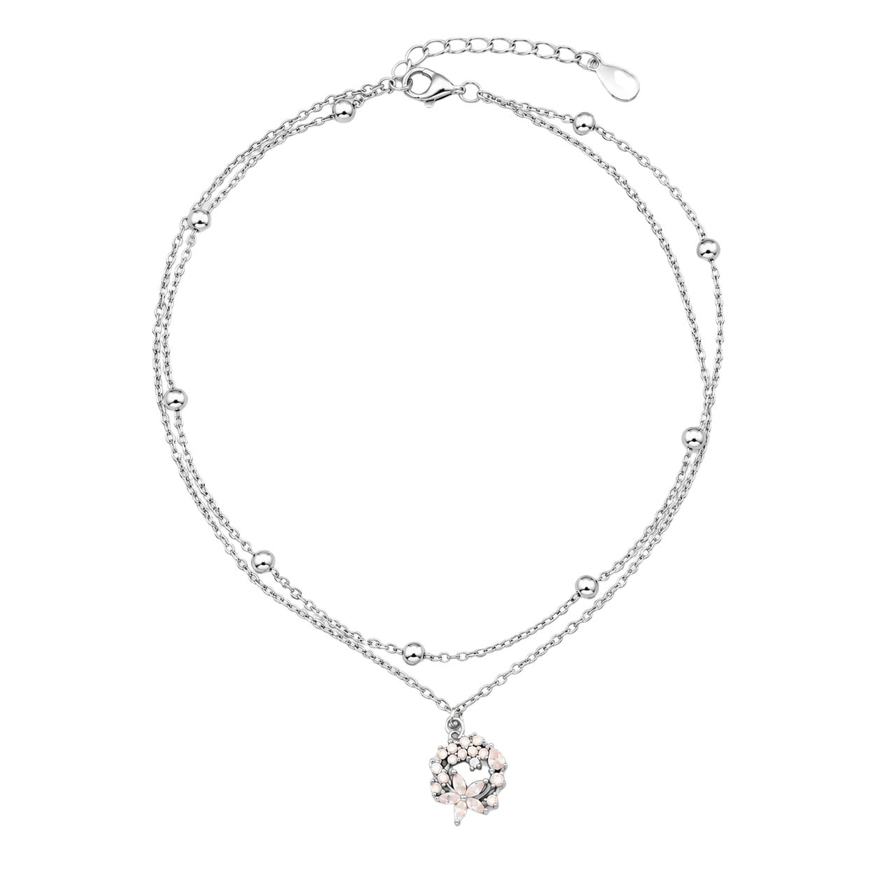 Floral Charm Silver Anklet