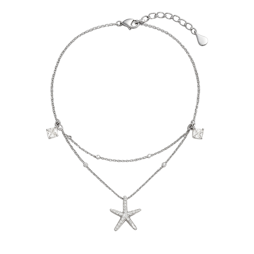 Starfish Double Chain Charm Anklet