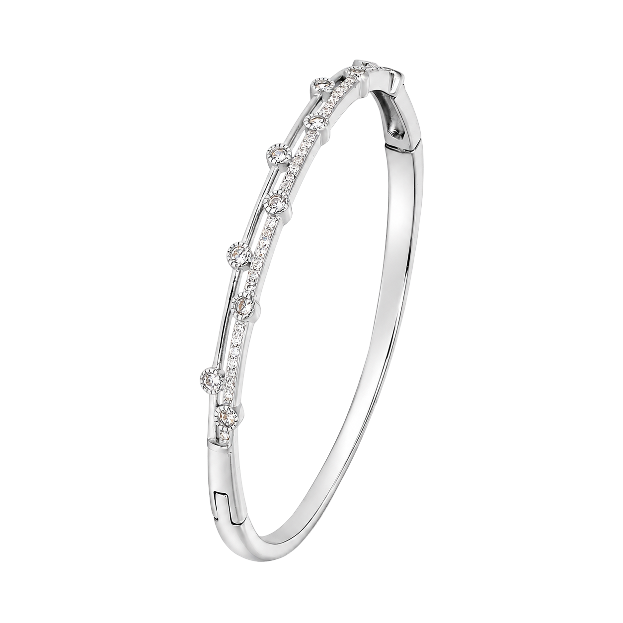 Dainty Staggered Double Row Bangle Bracelet