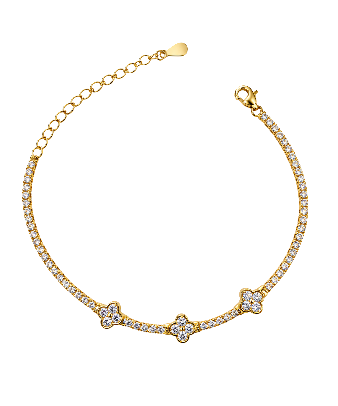 Lucky Clover Tennis Gold Bracelet