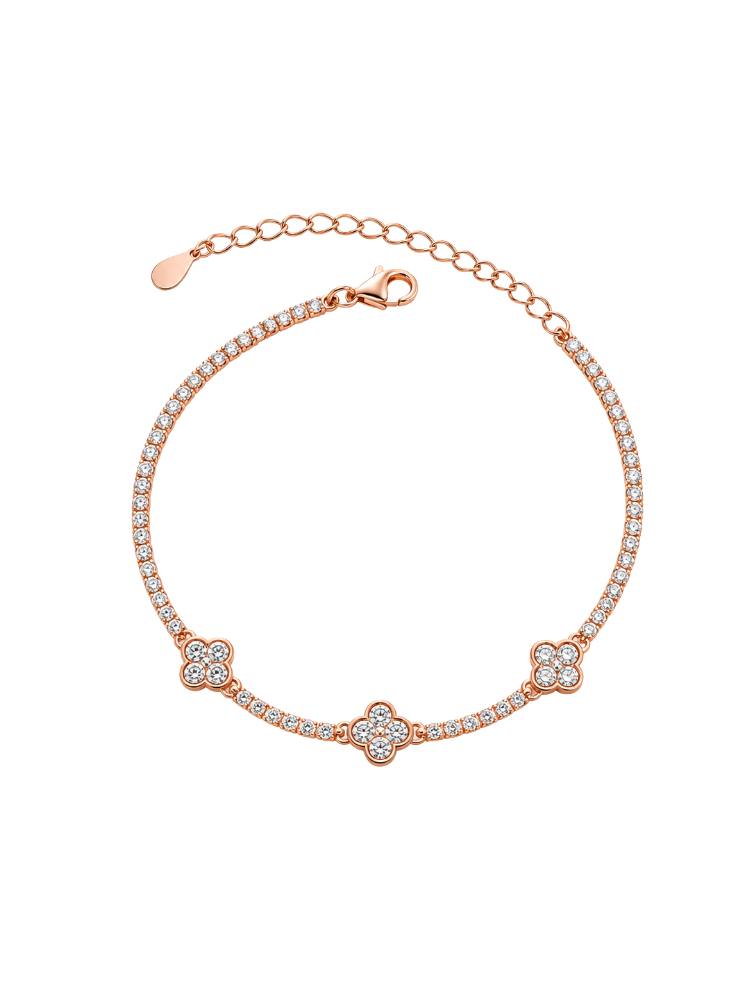 Lucky Clover Tennis Rose Gold Bracelet