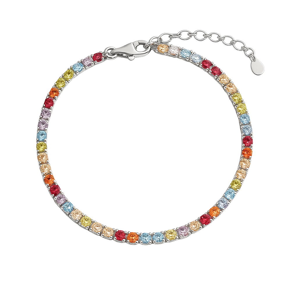 Multicolor Gemstone Silver Bracelet