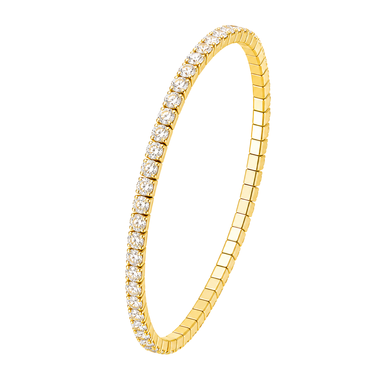 Solitaire CZ Elastic Silver Bracelet