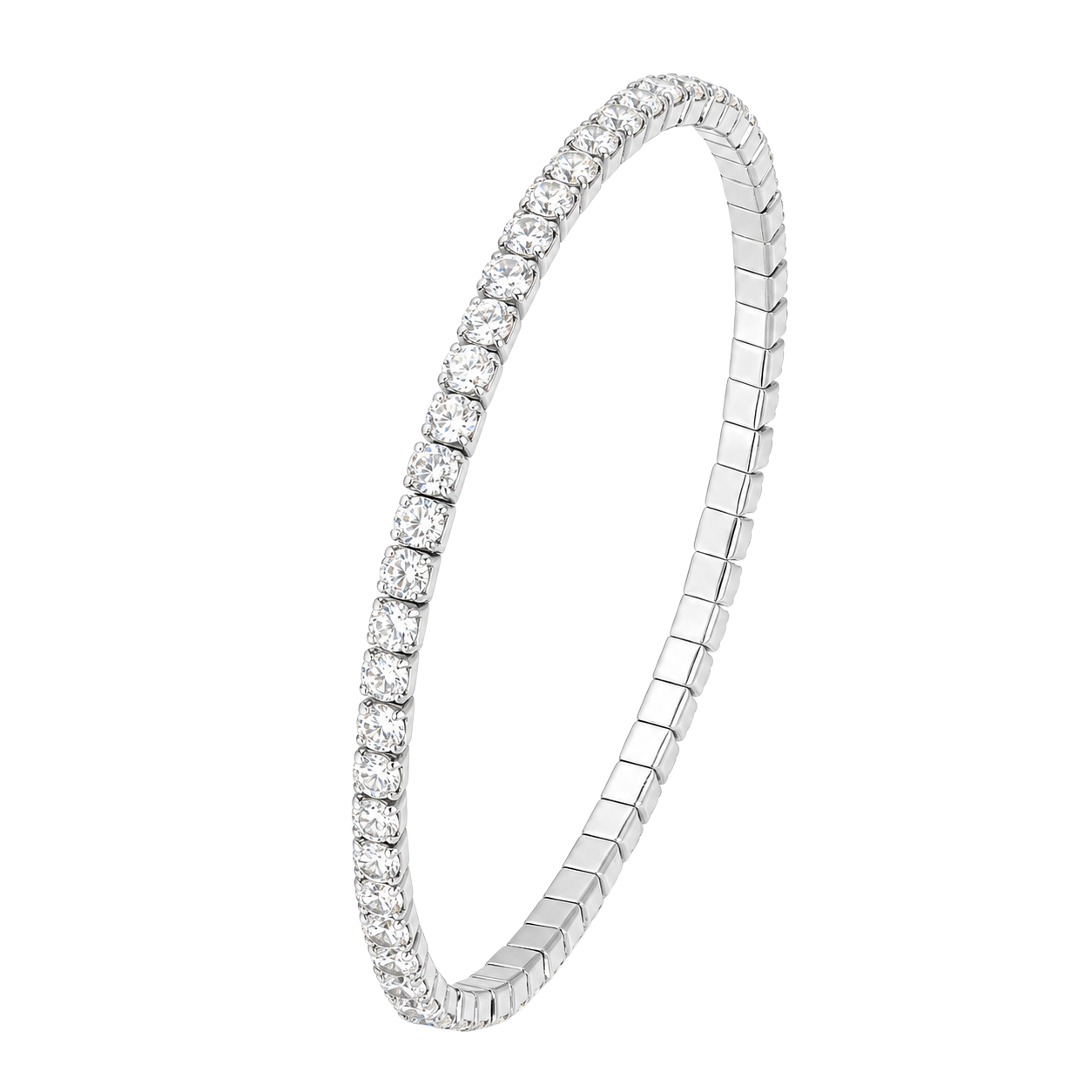 Solitaire CZ Elastic Silver Bracelet