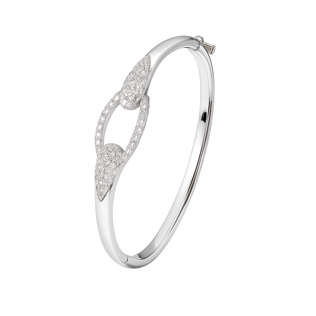 Sparkling Oval Connector Bangle Bracelet