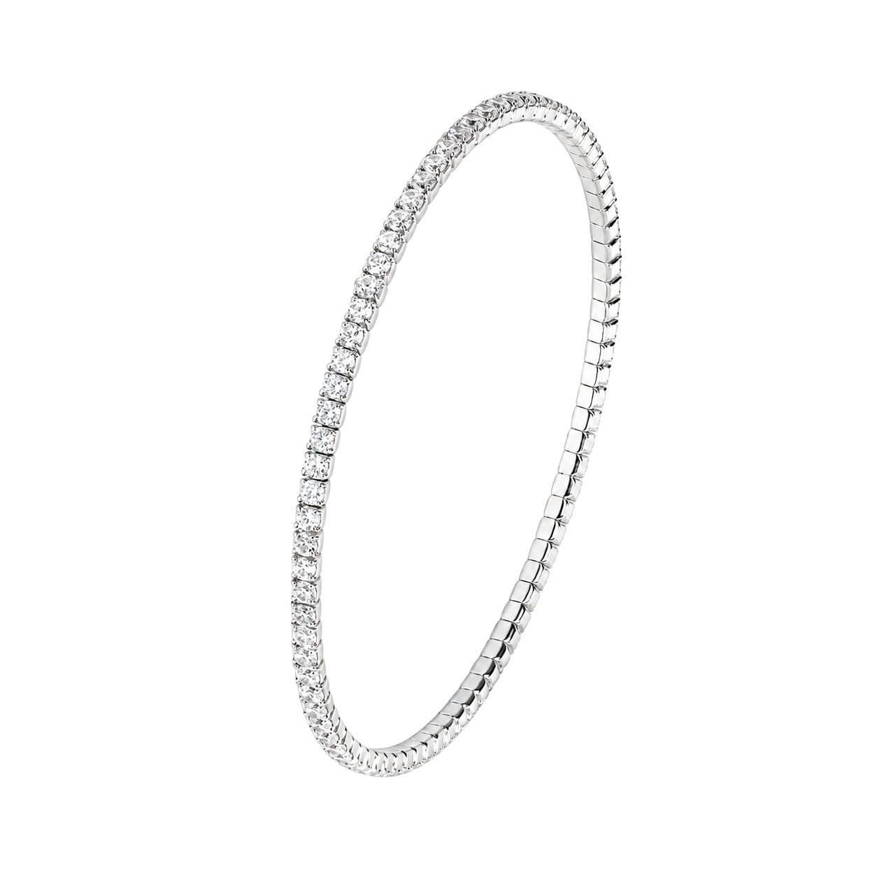 Twikling Solitaire CZ Elastic Silver Bracelet