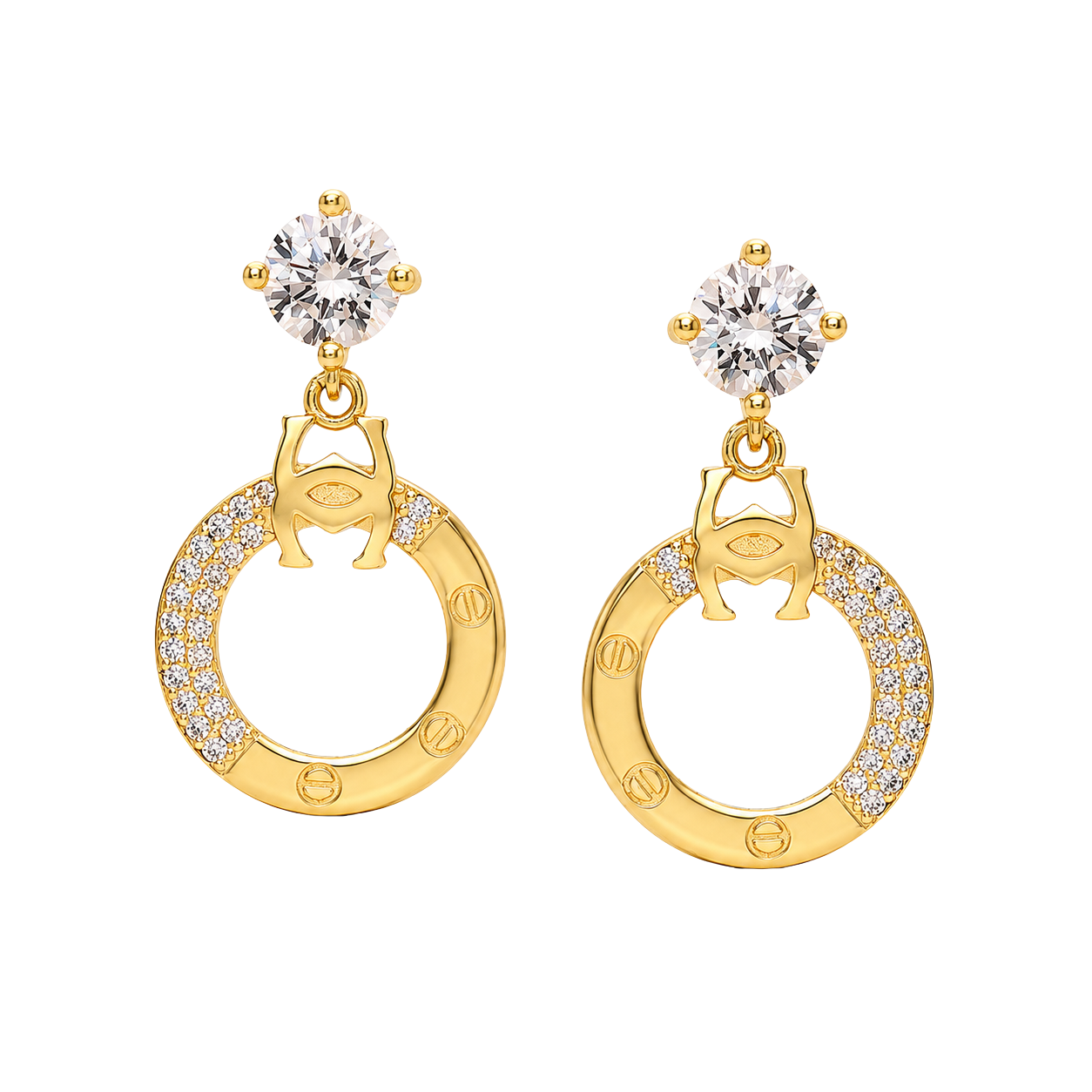 Aquamarine Crystal Halo Drop Earrings