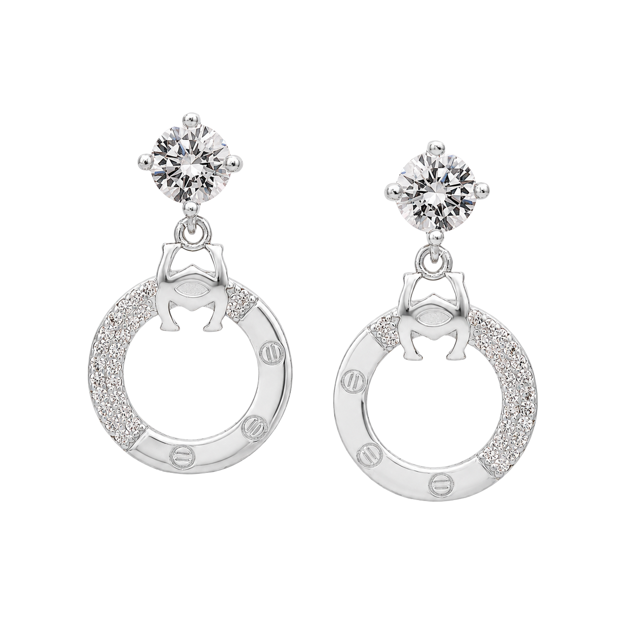 Aquamarine Crystal Halo Drop Earrings