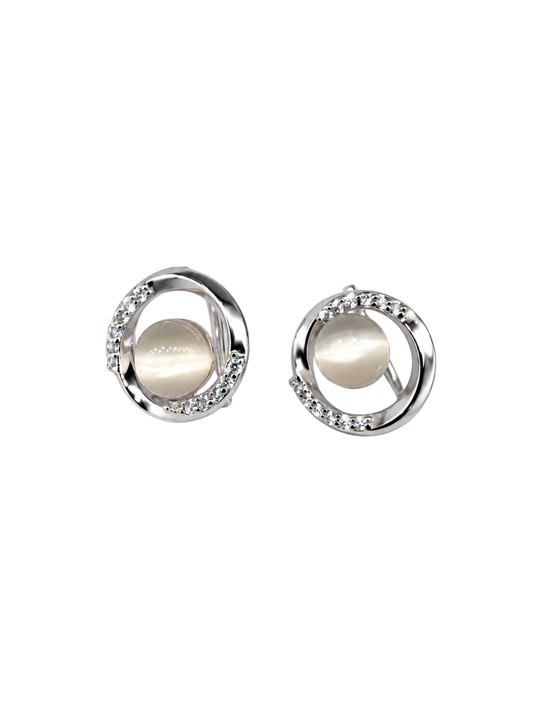 Blush Aura Circle Silver Earrings