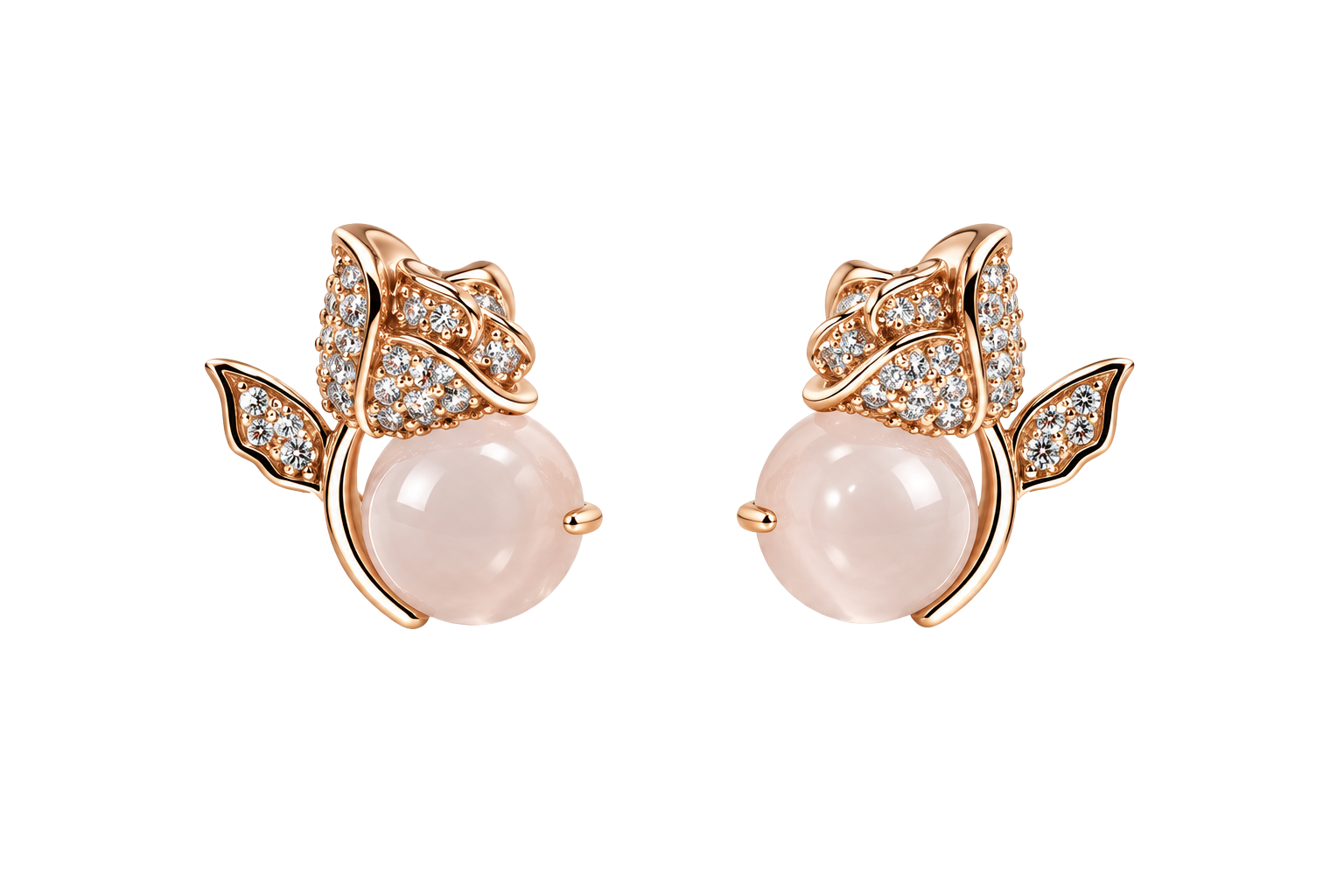 Rose Gold Cherry Blossom Gemstone Earrings