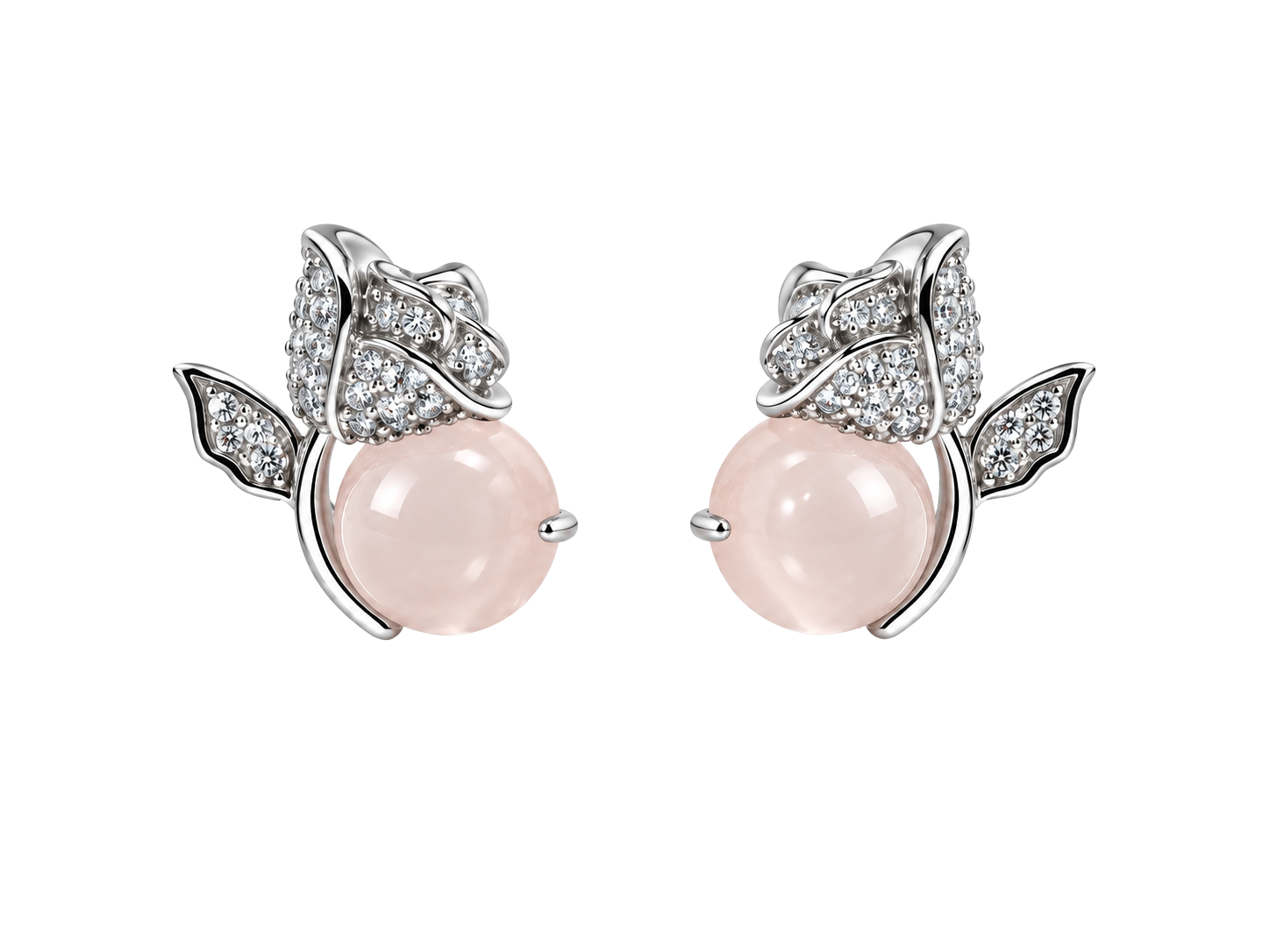 Silver Cherry Blossom Gemstone Earrings