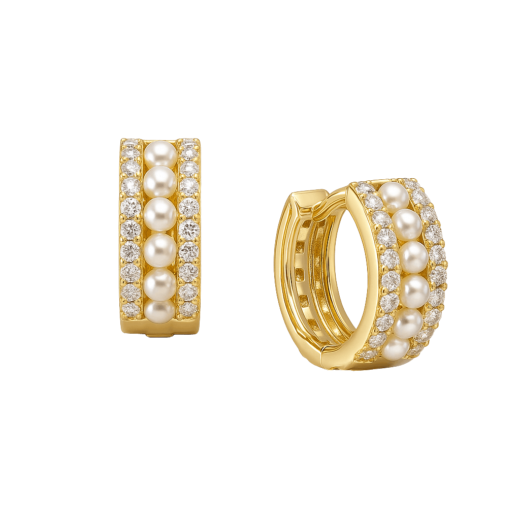 Classic Baguette Row Hoops Earring