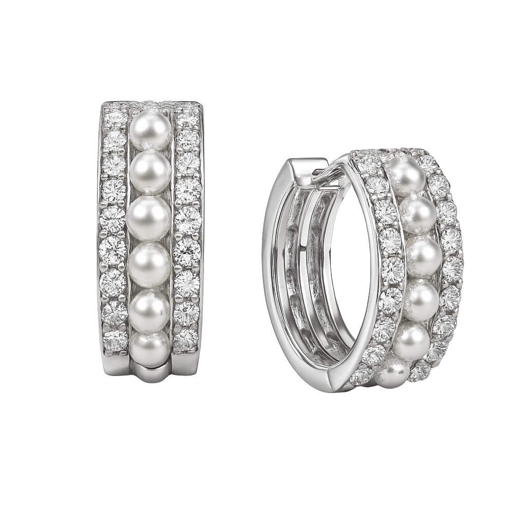 Classic Baguette Row Hoops Earring