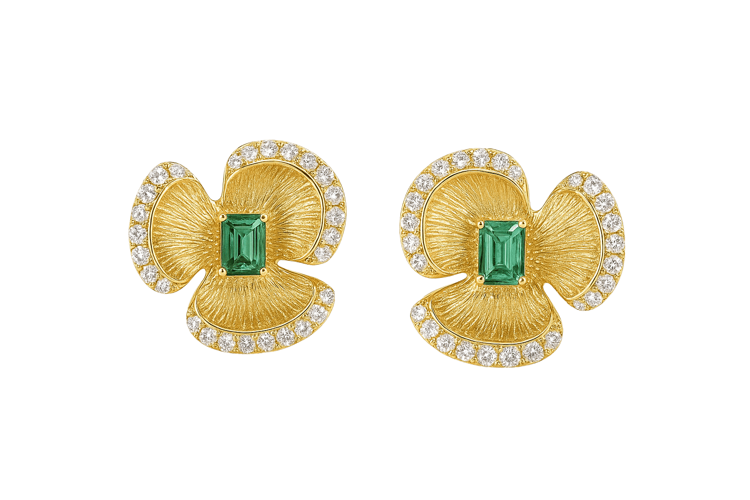 Contemporary Tri-Leaf Golden Studs