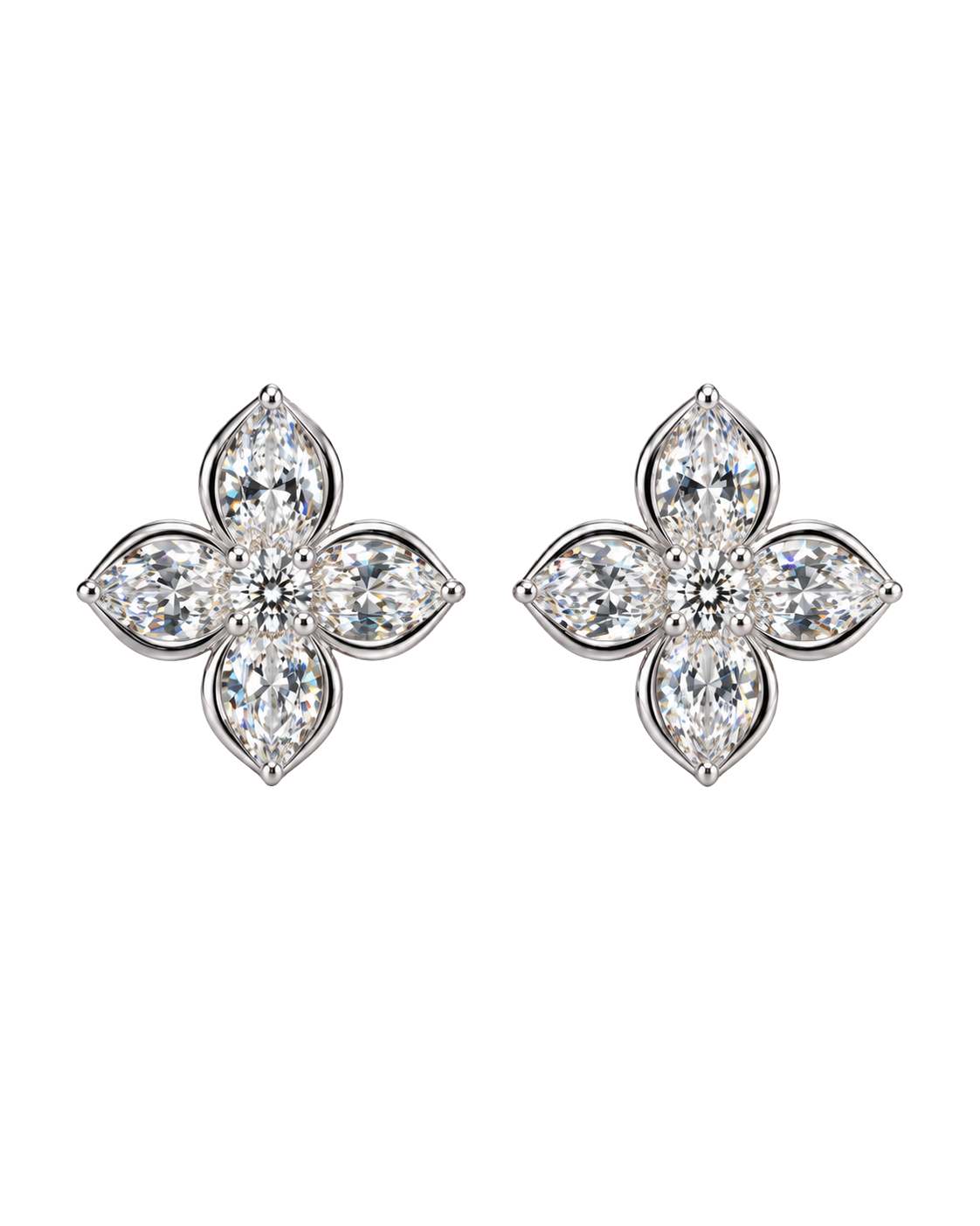 Floral Marquise Gemstone Cluster Studs