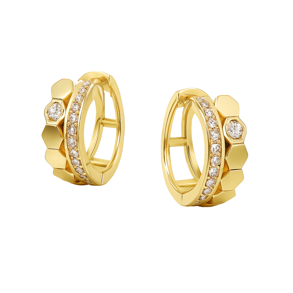 Geo Sparkle Gold Studs Earrings