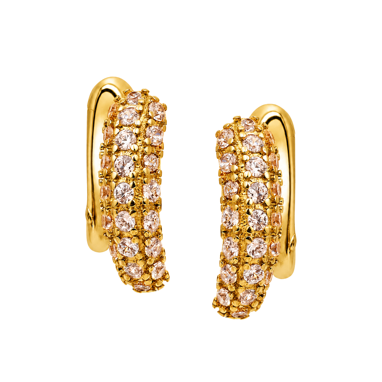 Glitzy Golden Textured Hoop Earrings