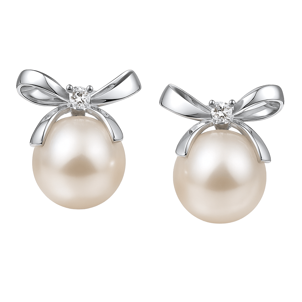 Golden Ribbon Pearl Drops Earring