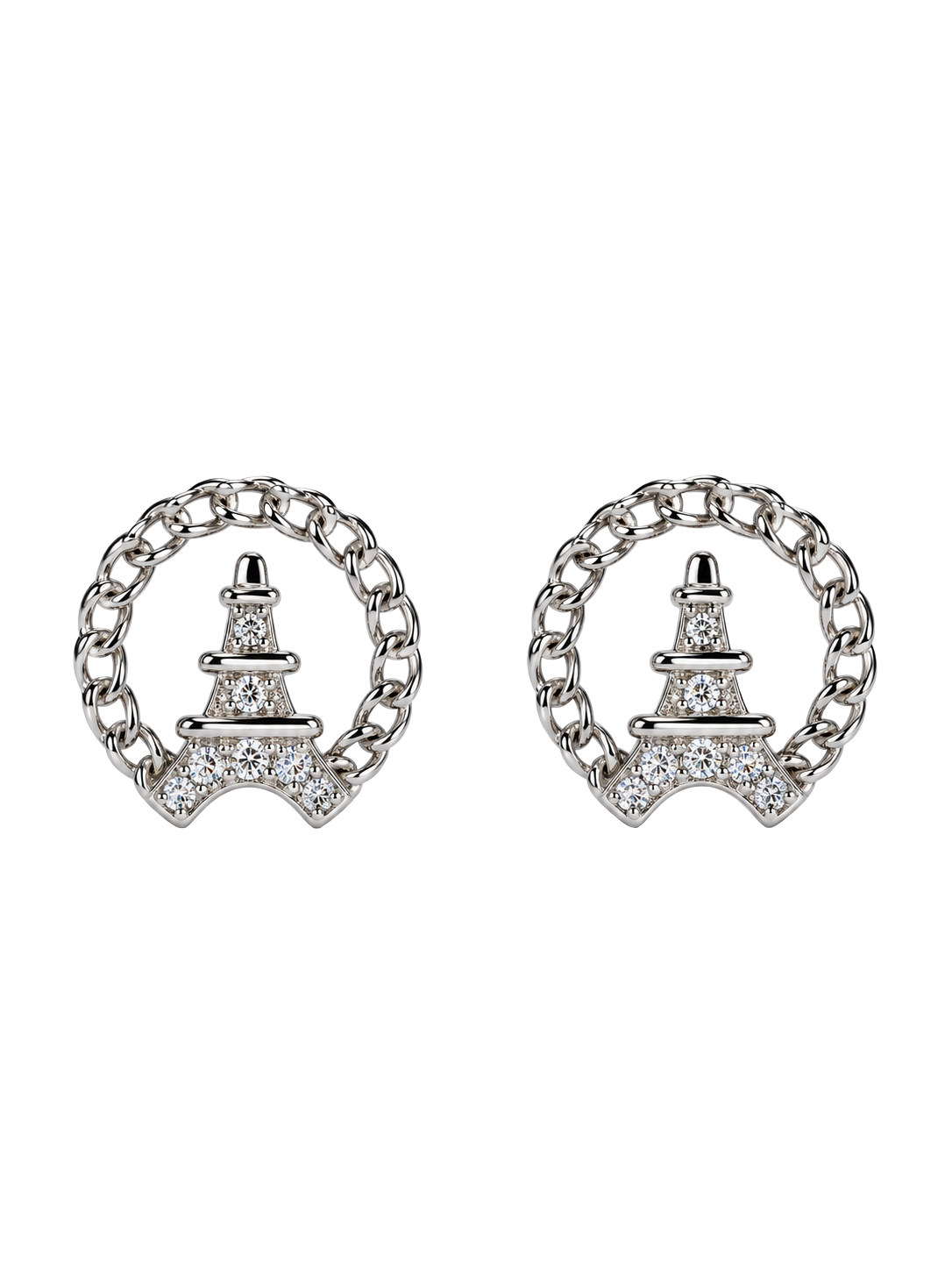 Parisian Eiffel Tower Silver Stud Earrings