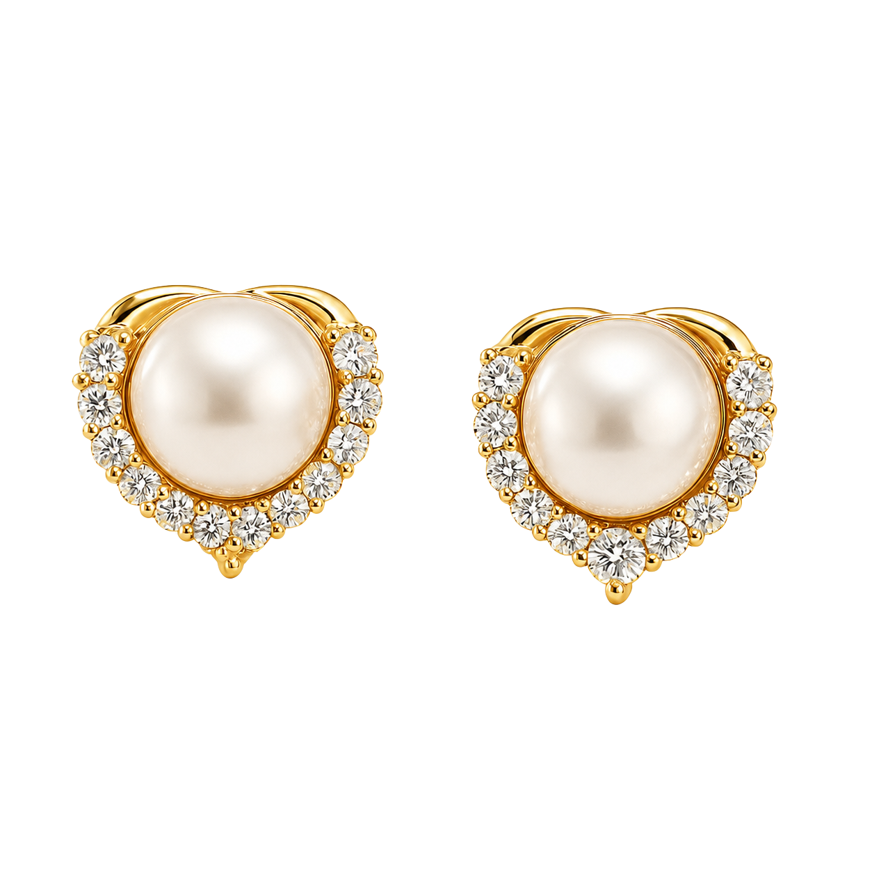 Romantic Heart-Shaped Pearl Studs