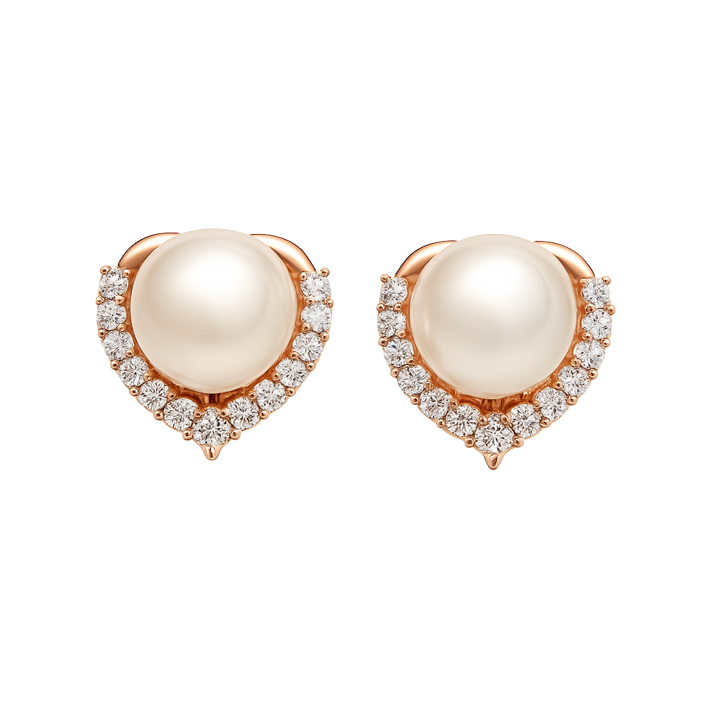 Romantic Heart-Shaped Pearl Studs