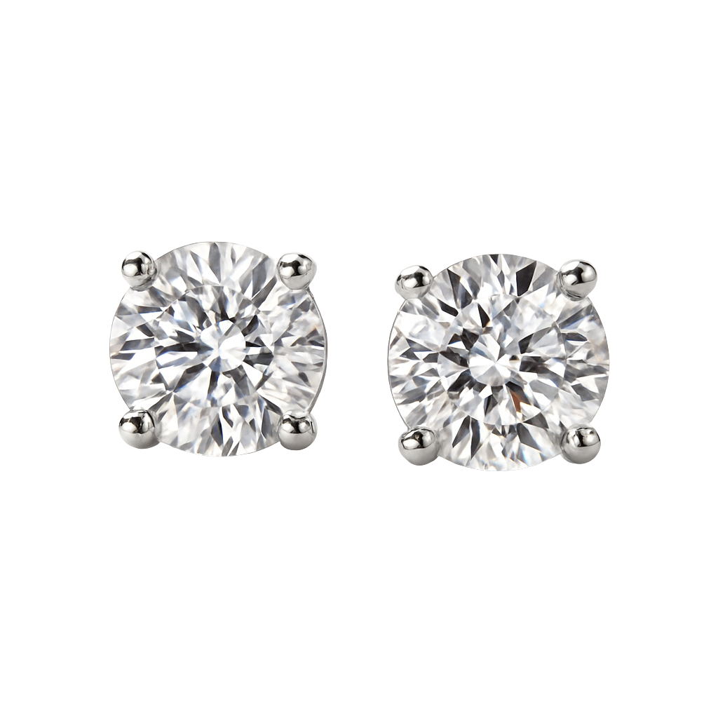 Silver Round Solitaire Studs