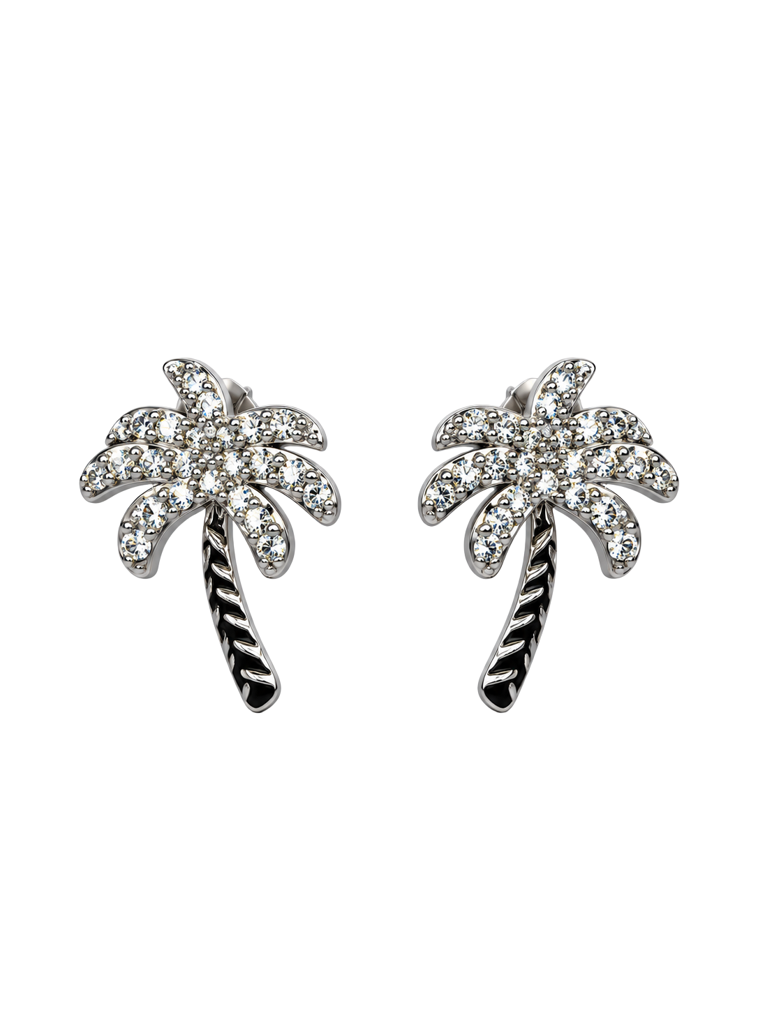 Sparkling Coconut Tree Silver Stud Earrings