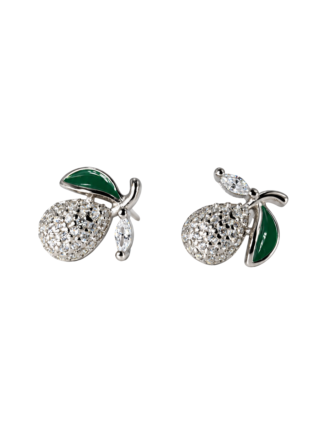 Sparkling Crystal Cherry Silver Stud Earrings