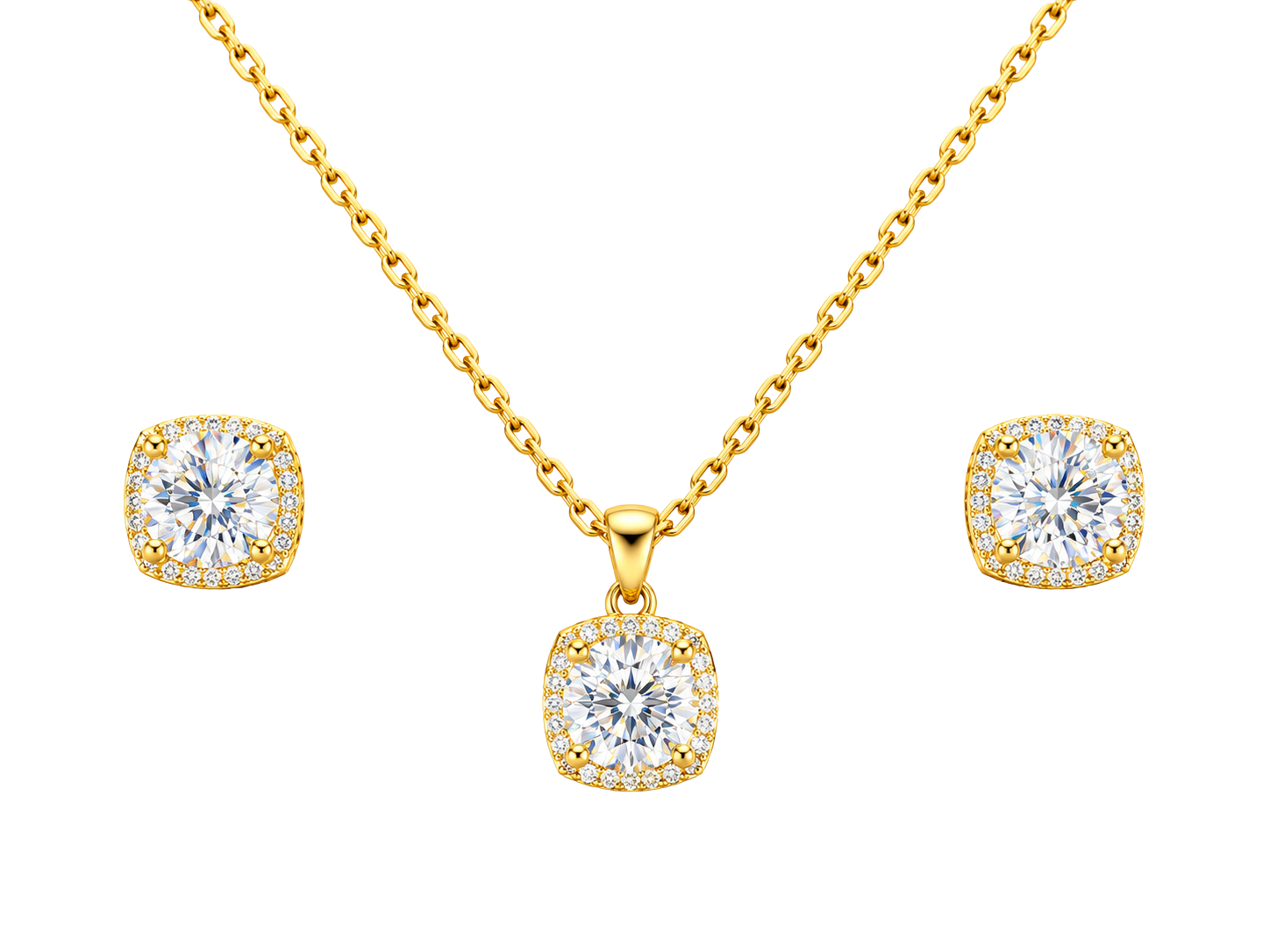 Aurelia Crystal Studded Gold Pendant Set