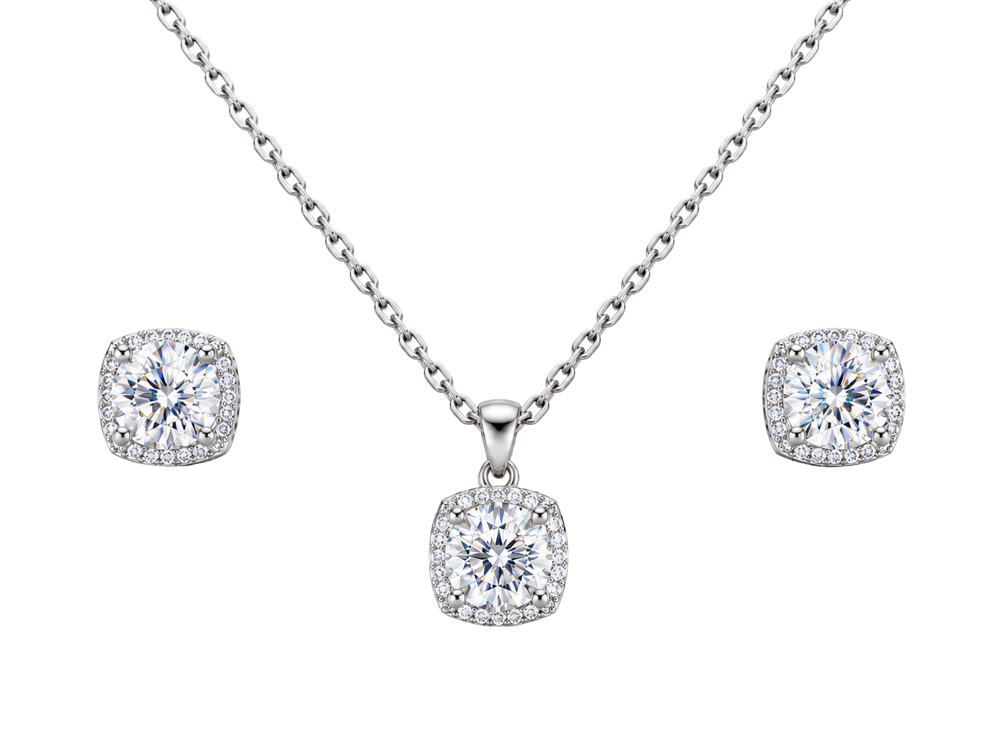 Aurelia Crystal Studded silver Pendant Set