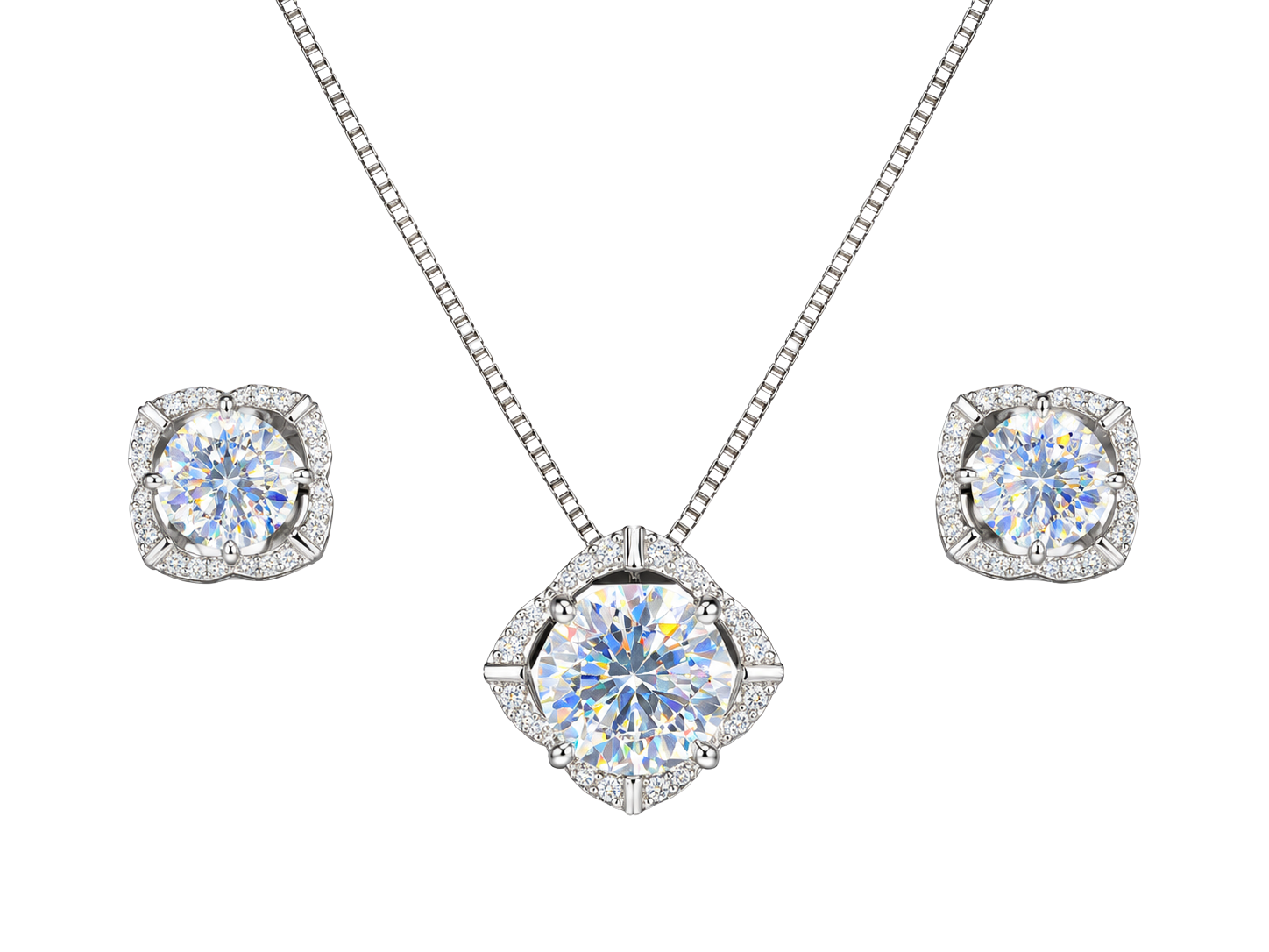 Celestial Diamond  Cut Crystal Pendant Set