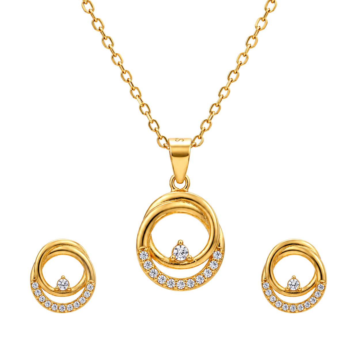 Circular Halo Crystal Droplet Necklace