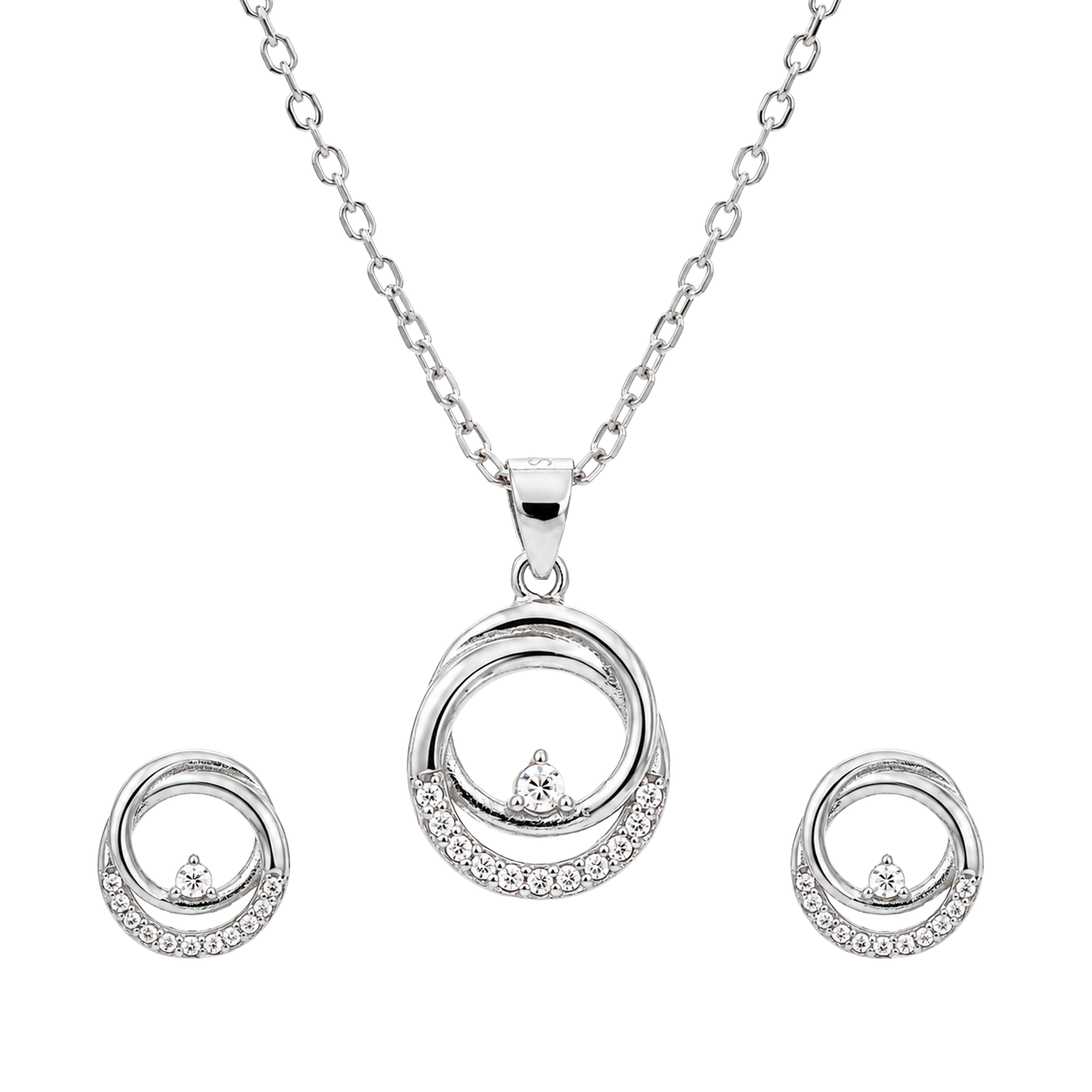 Circular Halo Crystal Droplet Necklace