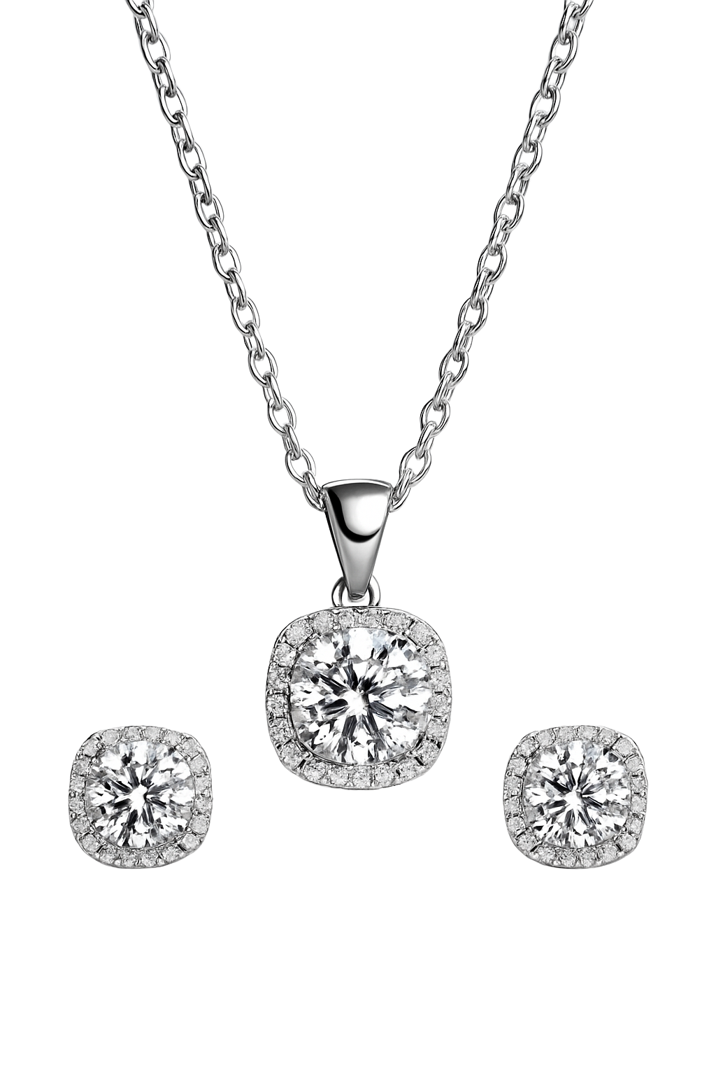 Elegant Cushion Cut Diamond-Look Set