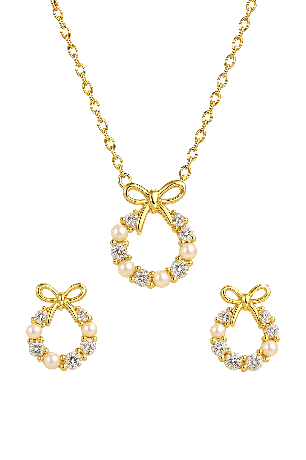 Enchanted Bow Gold Plated Pendant Set
