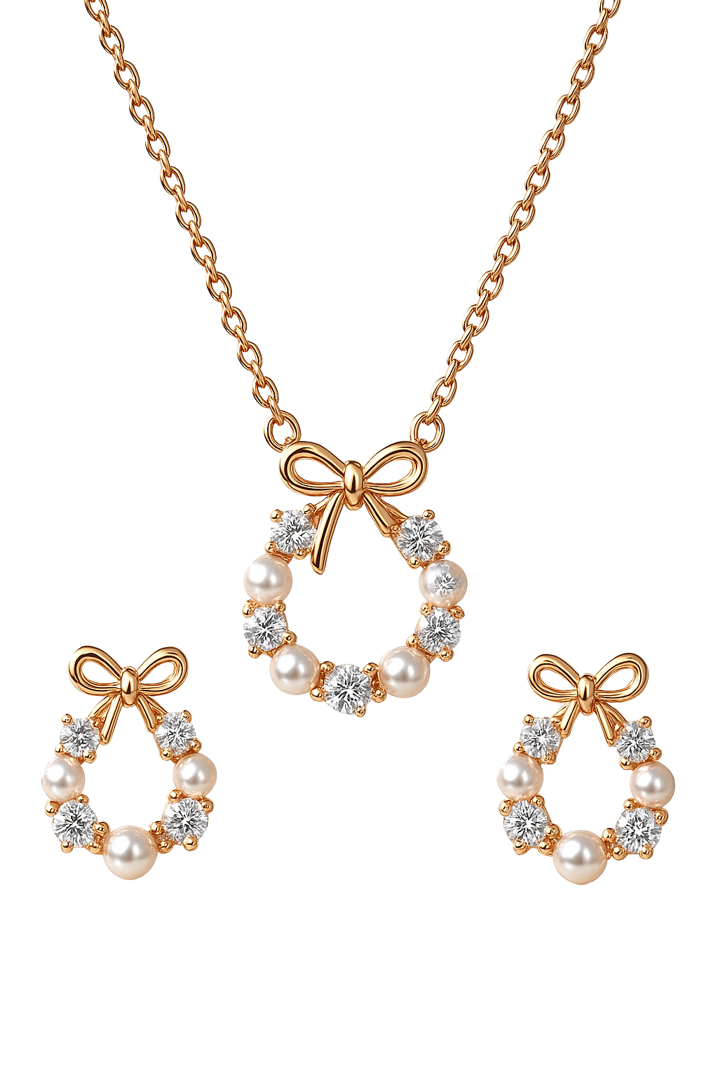 Enchanted Bow Rosegold Plated Pendant Set
