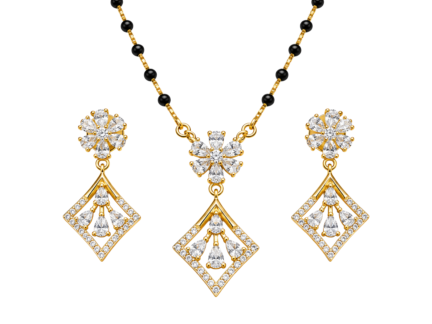 Eternal Spark Floral Gold Geometric Mangalsutra