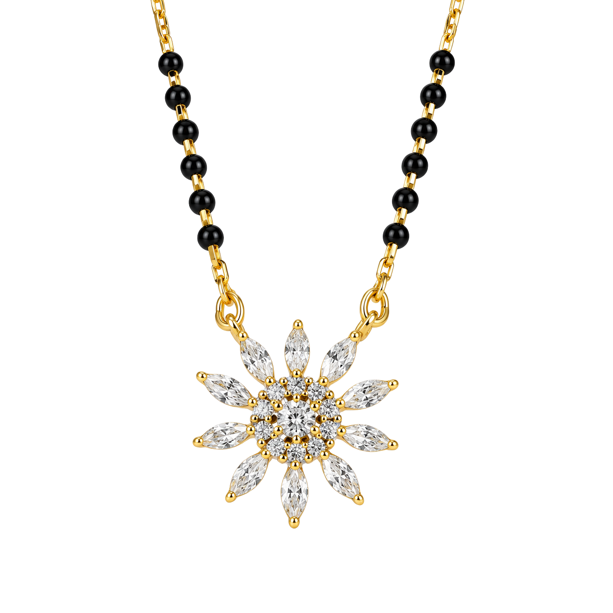 Golden Sunshine Crystal Sunflower Mangalsutra