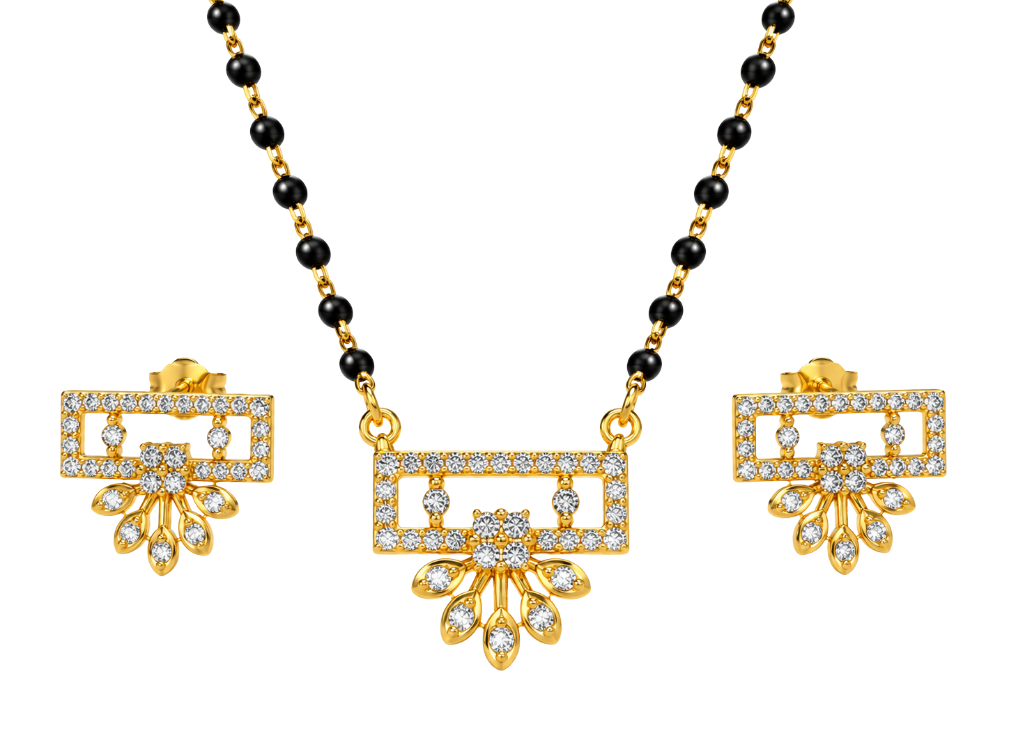 Love in Frames Geometric Crystal Golden Mangalsutra