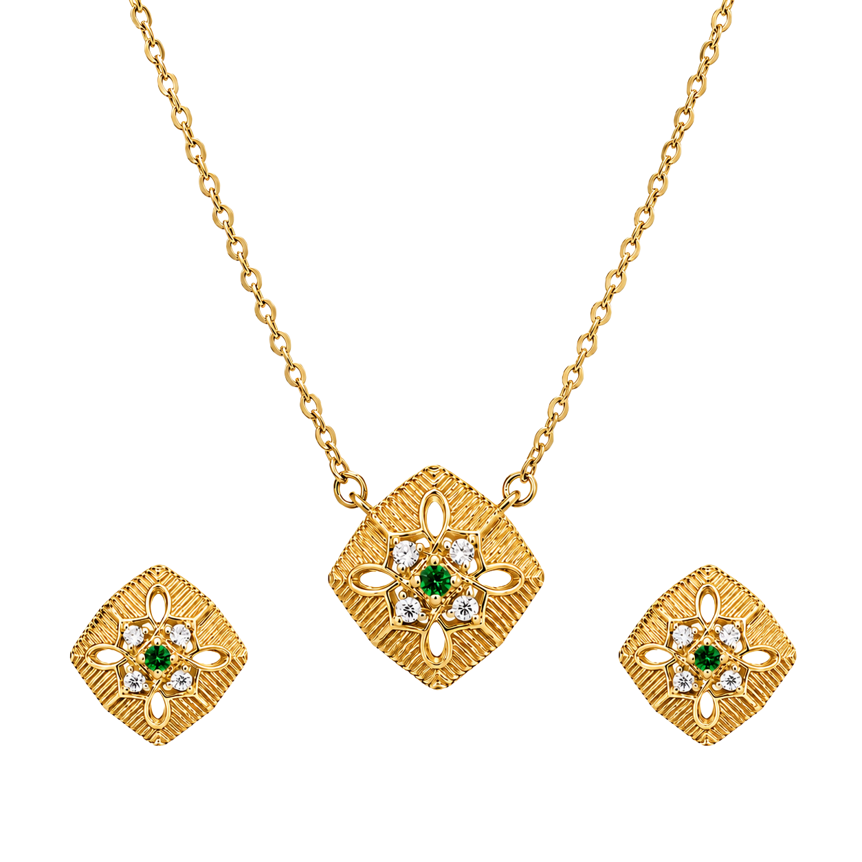 Minimalist Square Geo-Link Gold  Jewelry Set