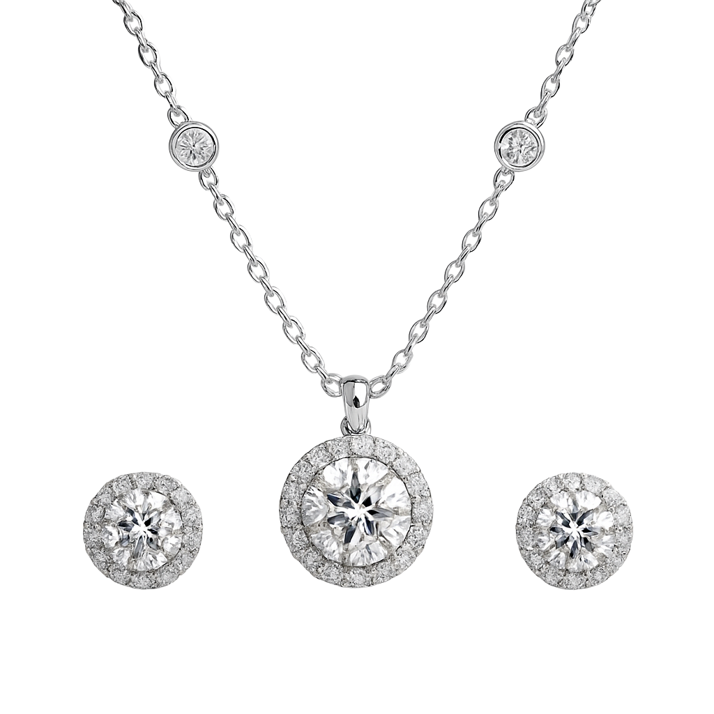 Pear-Cut Solitaire Bridal Necklace Set