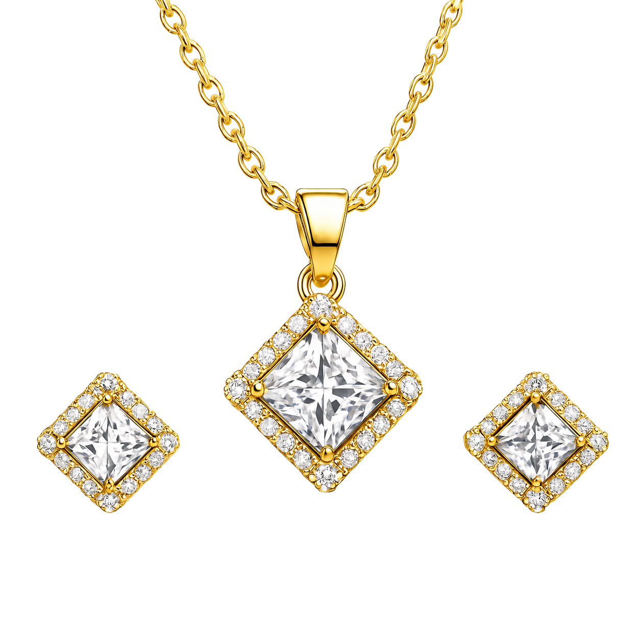 Royal Square Filigree Statement Gold Set
