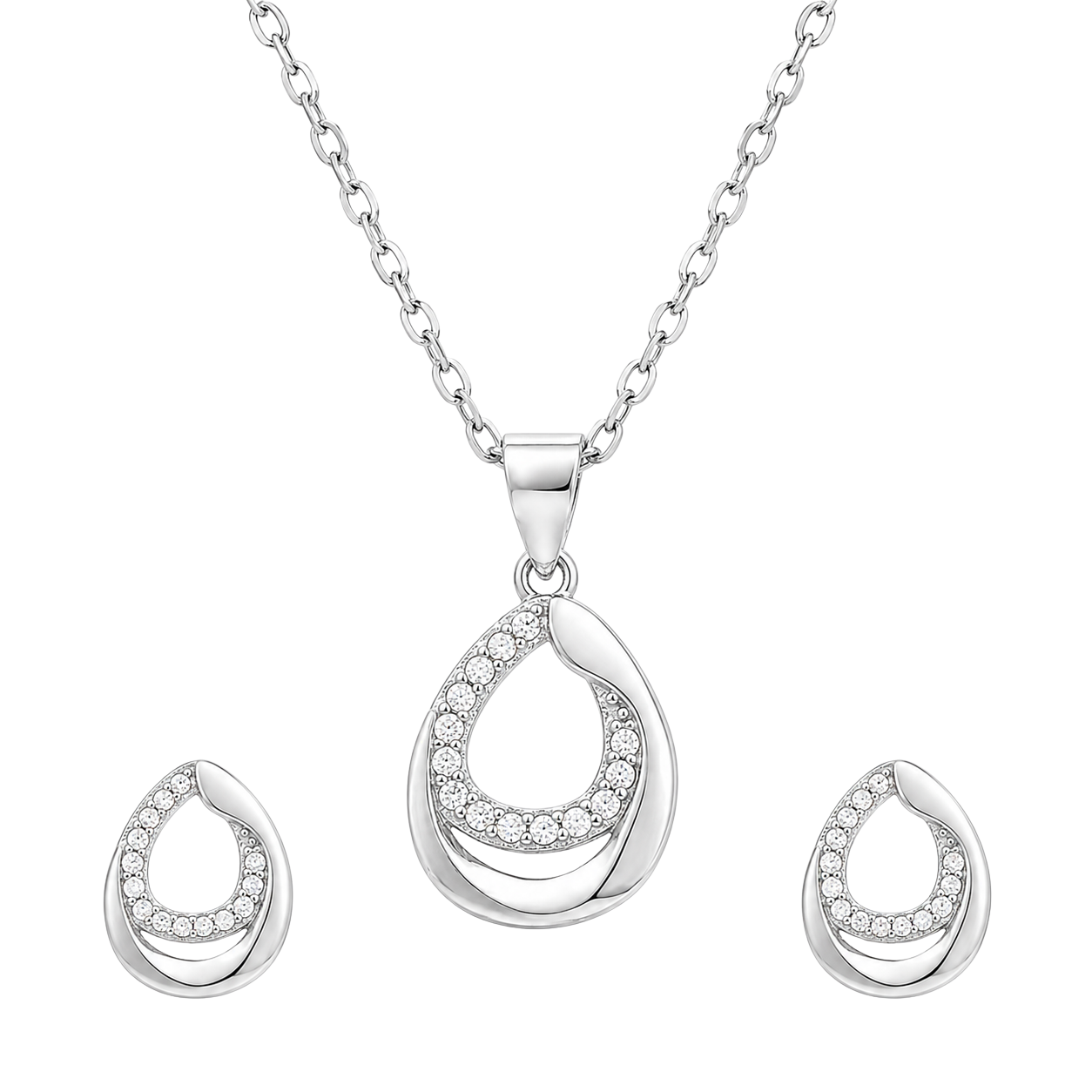 Silver Dew Drop Pendant Set