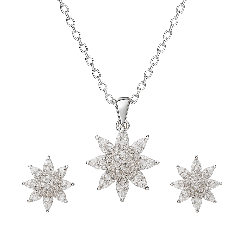 Stellar Silver Starburst Pendant Set