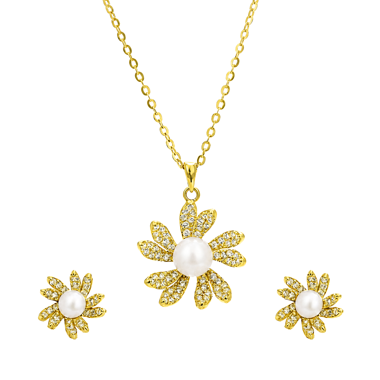Golden Sunflower Bloom Pendant Set