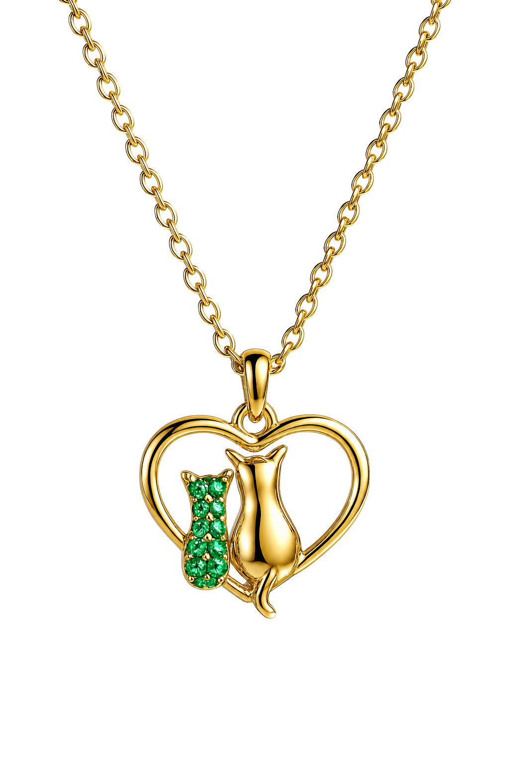 Cat Couple Heart Chain Pendant