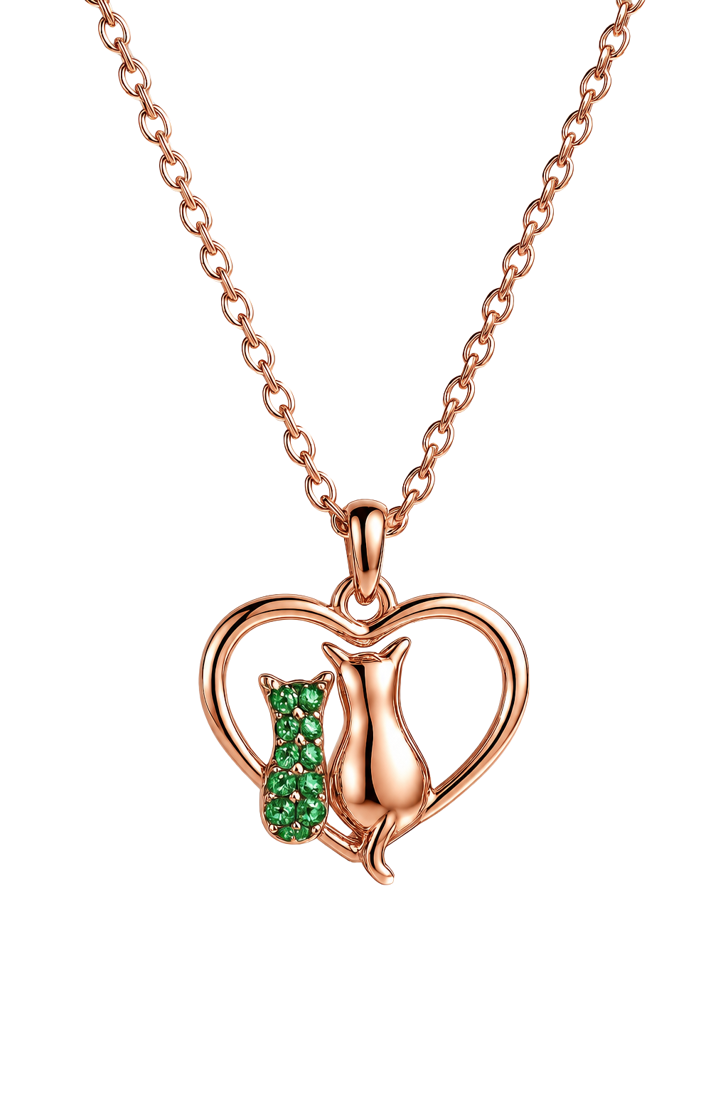 Cat Couple Heart Chain Pendant
