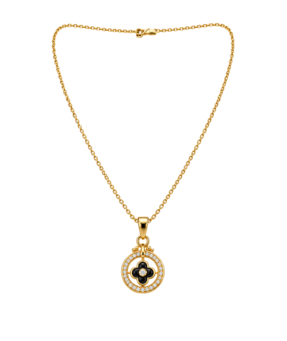 Circular Clover Golden Chain Pendant