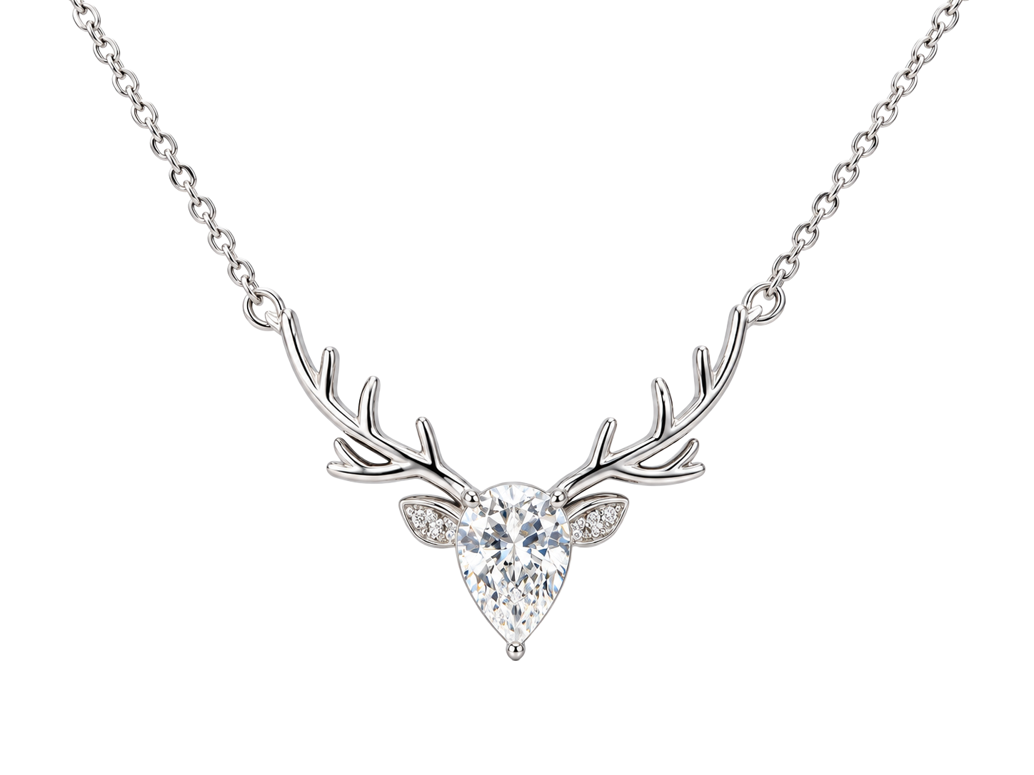 Crystal Deer Antler Silver Chain Pendant