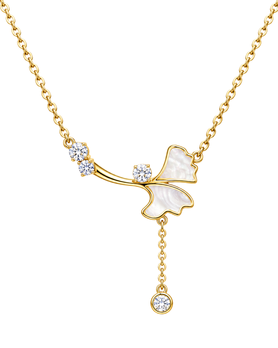Pearl Floral Drop Gold Plated Chain Pendant